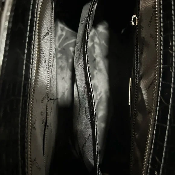 Black Croc-Embossed Handbag - Picture 5 of 11